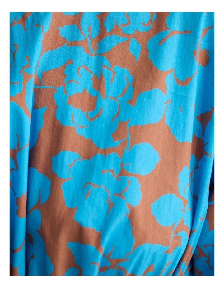Blaire Printed Cotton Dress in Blue/Mocha image 6