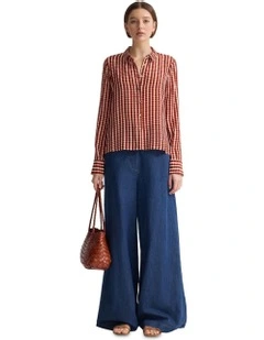 Poppy Printed Blouse in Tan