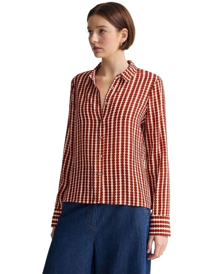 Poppy Printed Blouse in Tan image 3