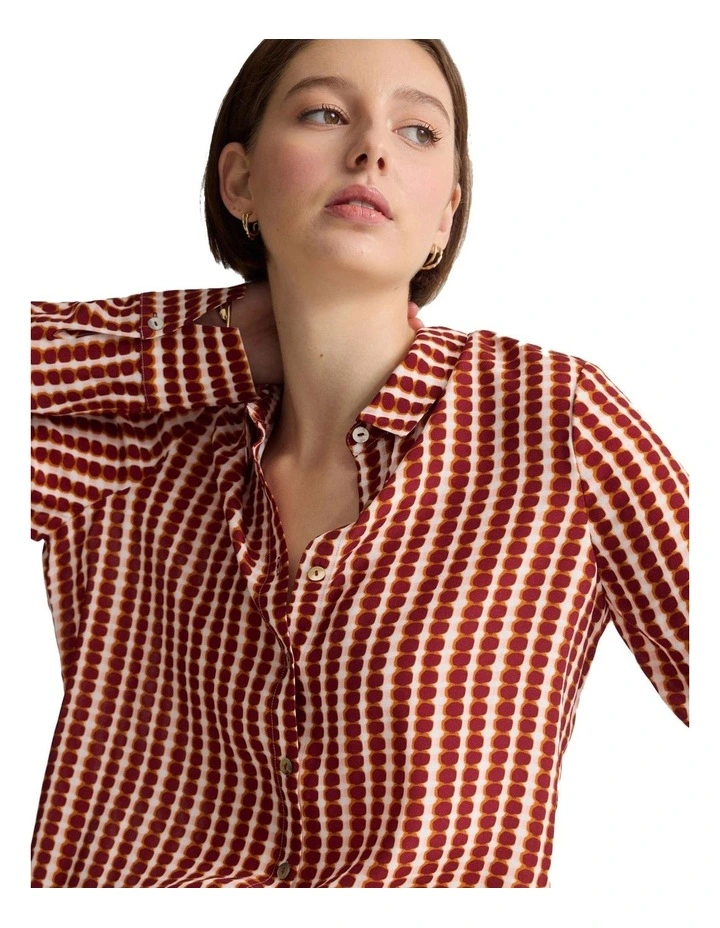 Poppy Printed Blouse in Tan image 4