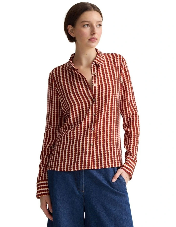 Poppy Printed Blouse in Tan image 5