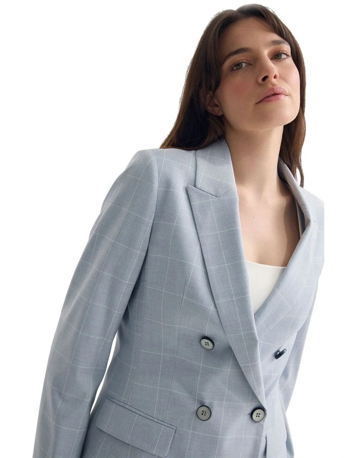 Billie Double Breasted Jacket in Blue Check image 4