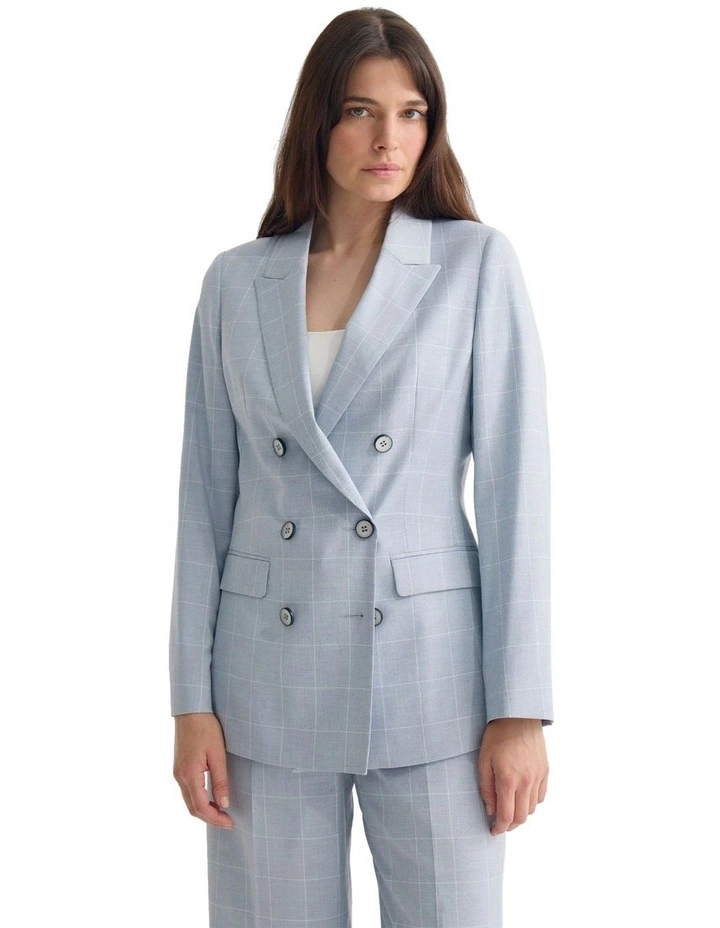 Billie Double Breasted Jacket in Blue Check image 5