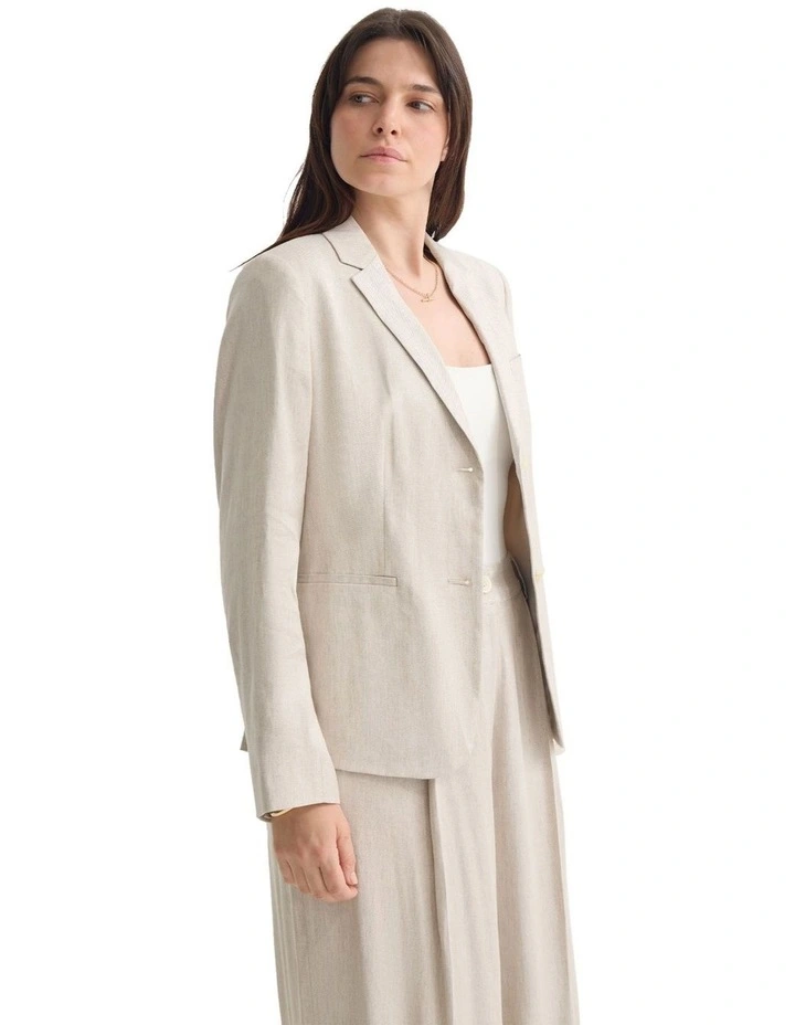 Poppy Linen Suit Jacket in Natural image 3