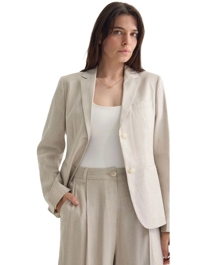 Poppy Linen Suit Jacket in Natural image 4
