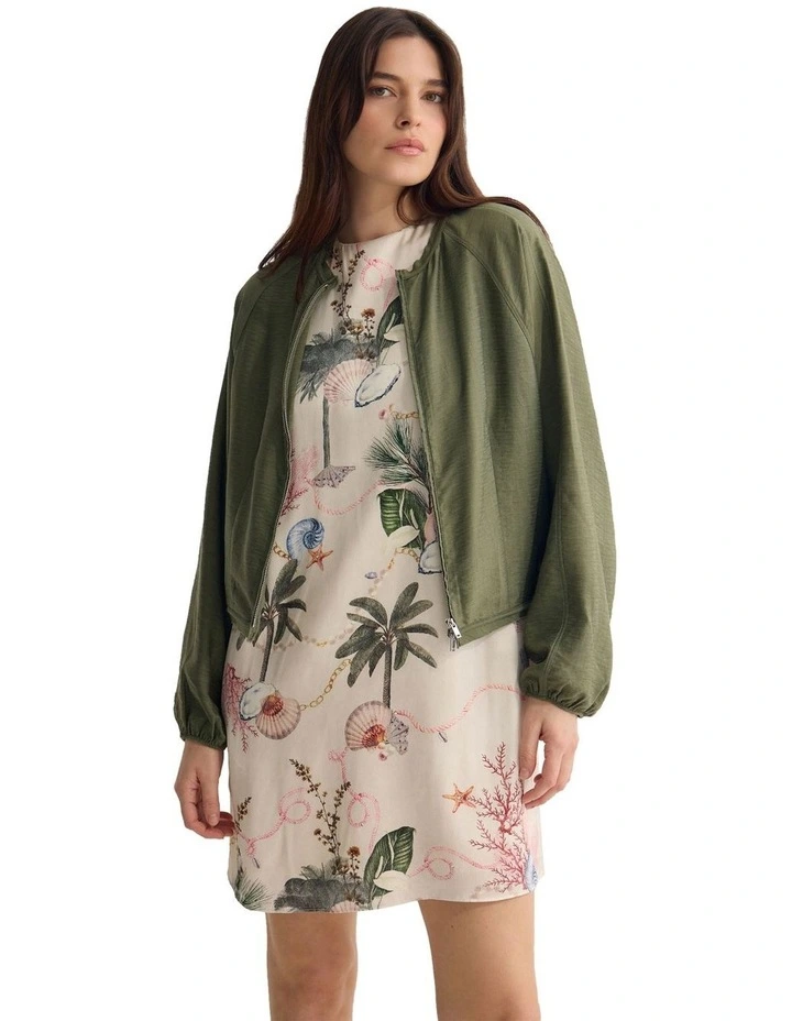 Cindy Unlined Bomber Jacket in Green image 3