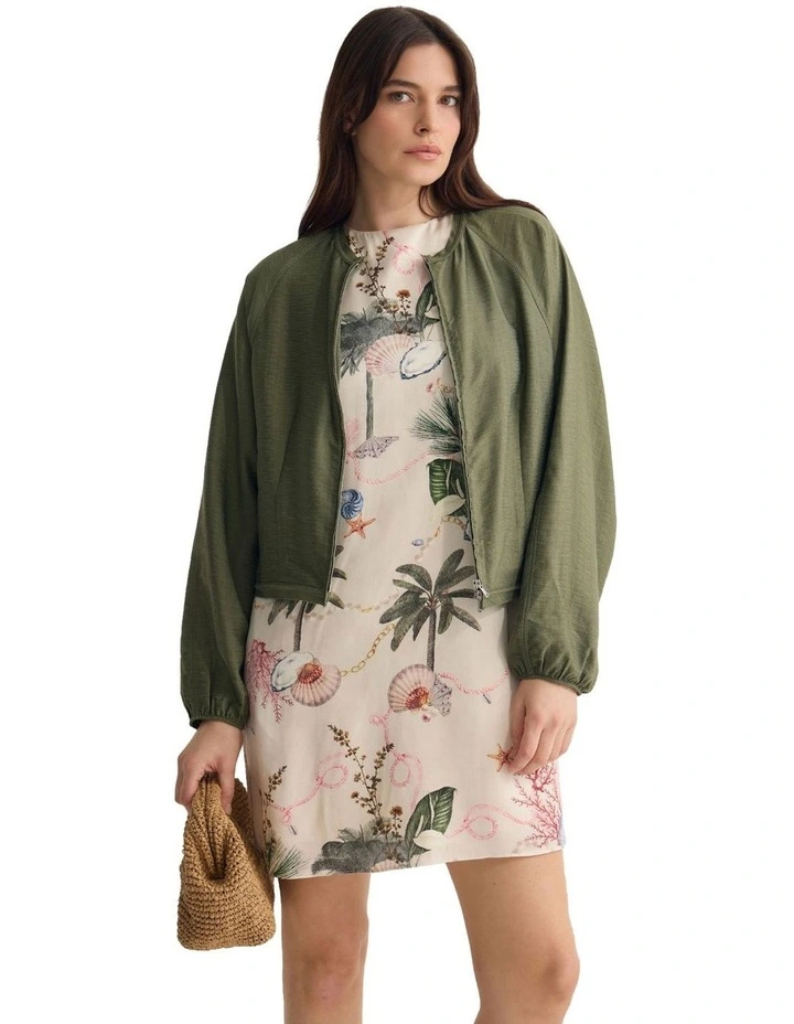 Cindy Unlined Bomber Jacket in Green image 5