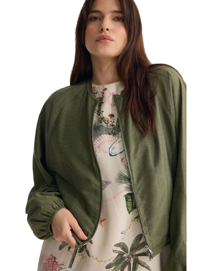 Cindy Unlined Bomber Jacket in Green image 7