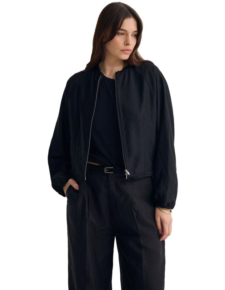 Cindy Unlined Bomber Jacket in Black image 3