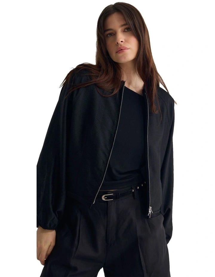Cindy Unlined Bomber Jacket in Black image 4