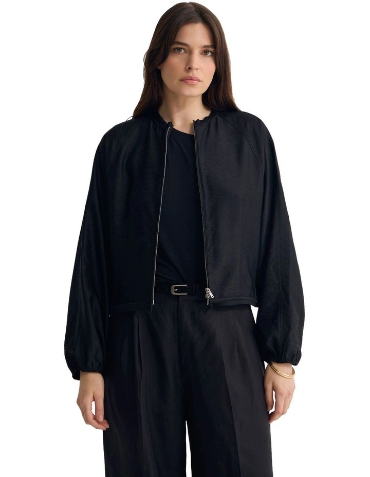 Cindy Unlined Bomber Jacket in Black image 5