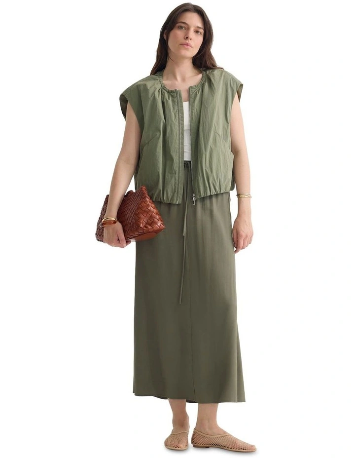 Katie Sleevless Bomber Jacket in Green image 1