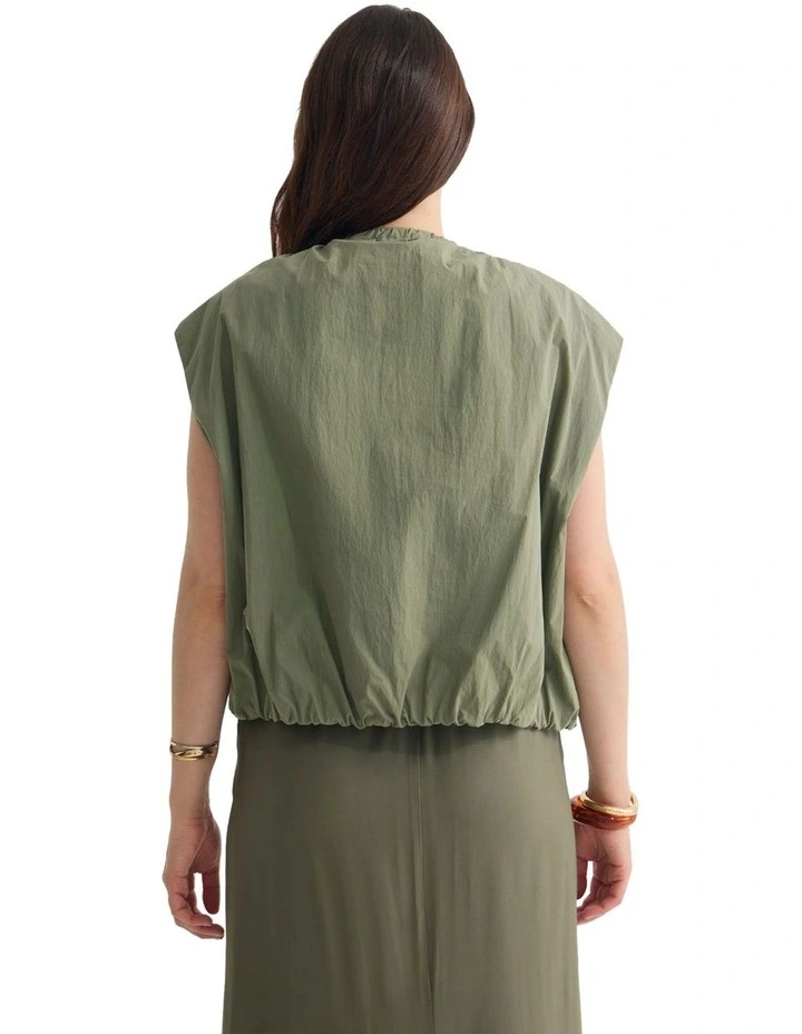 Katie Sleevless Bomber Jacket in Green image 2