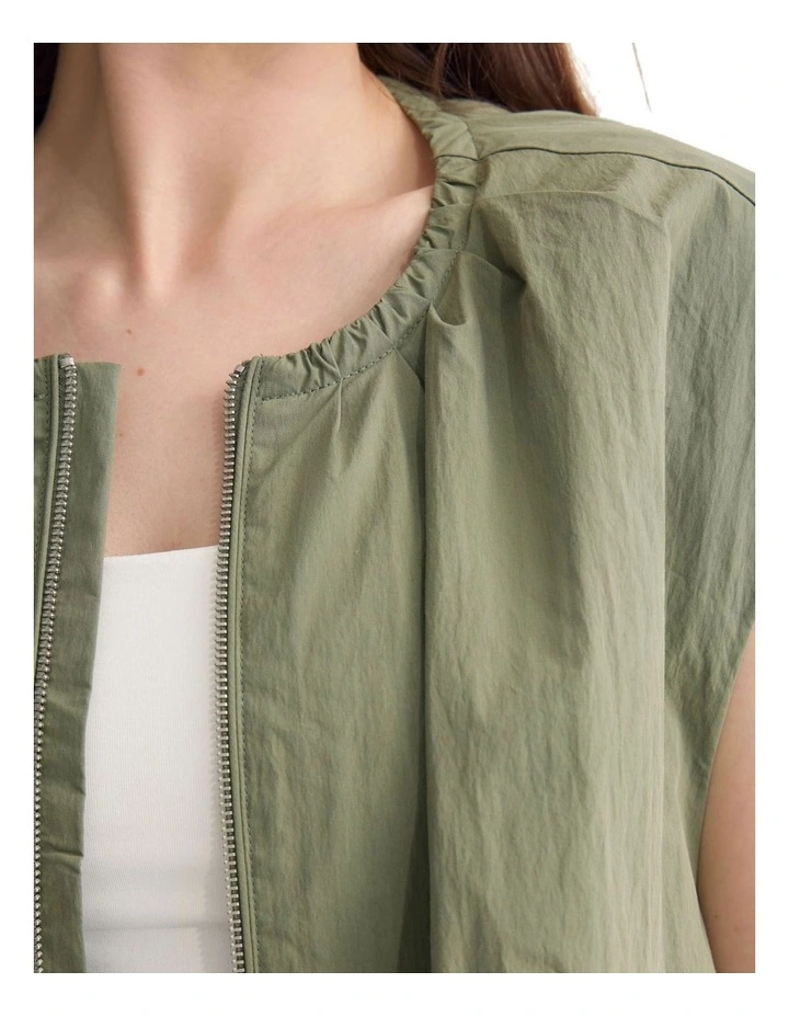 Katie Sleevless Bomber Jacket in Green image 6