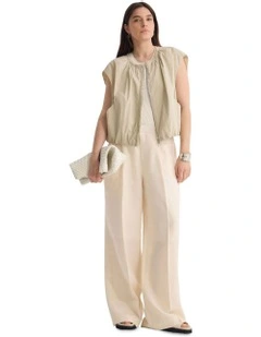 Katie Sleeveless Bomber Jacket in Bone