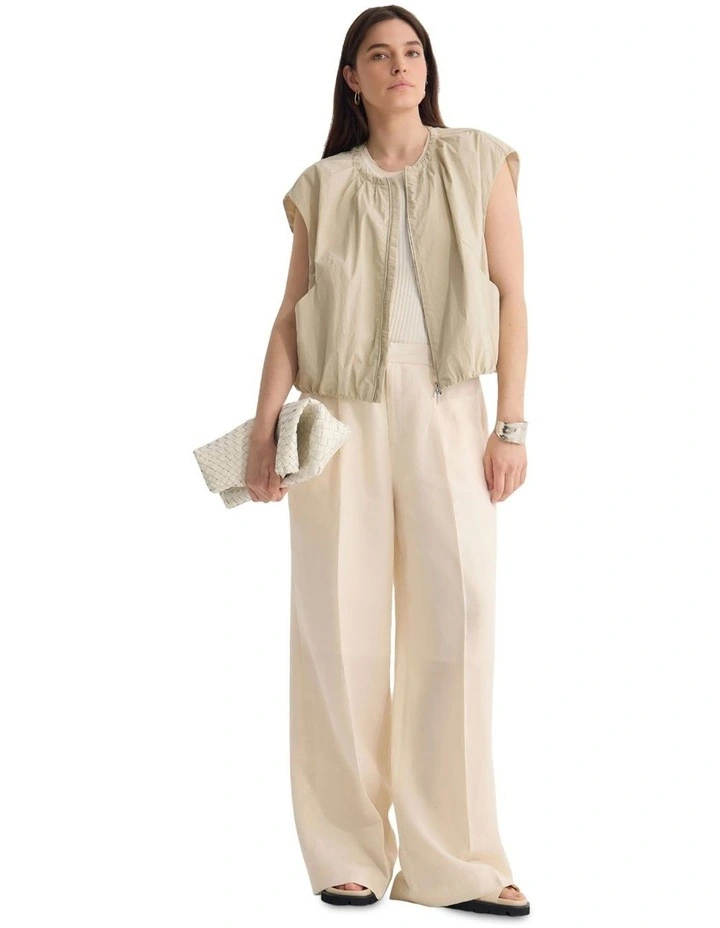 Katie Sleeveless Bomber Jacket in Bone image 1