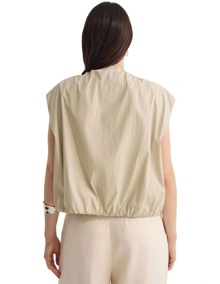 Katie Sleeveless Bomber Jacket in Bone image 2