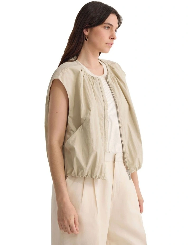 Katie Sleeveless Bomber Jacket in Bone image 3