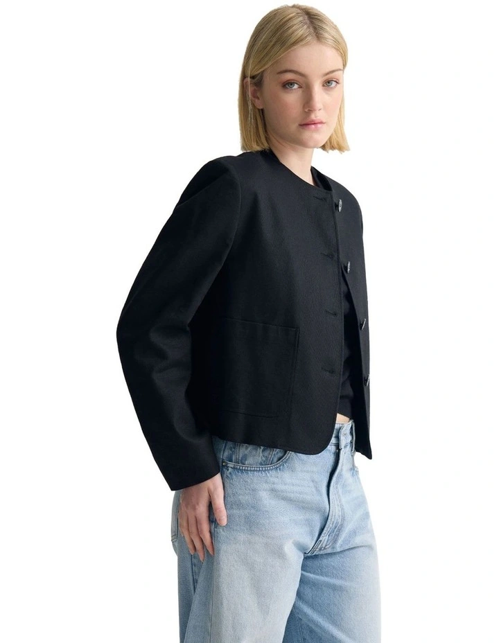 Lottie Crop Jacket in Black image 3