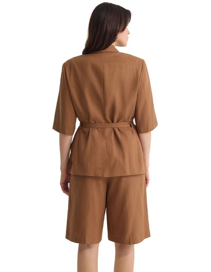 Posey Short Sleeve Jacket in Mocha image 2