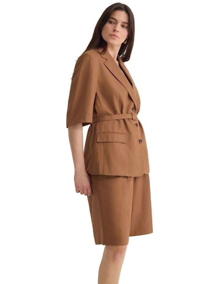 Posey Short Sleeve Jacket in Mocha image 3