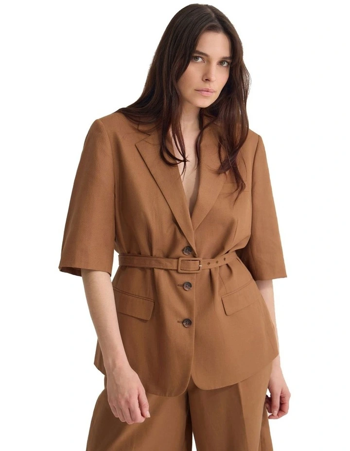 Posey Short Sleeve Jacket in Mocha image 4
