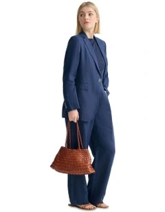 Lola Linen Blazer in French Blue