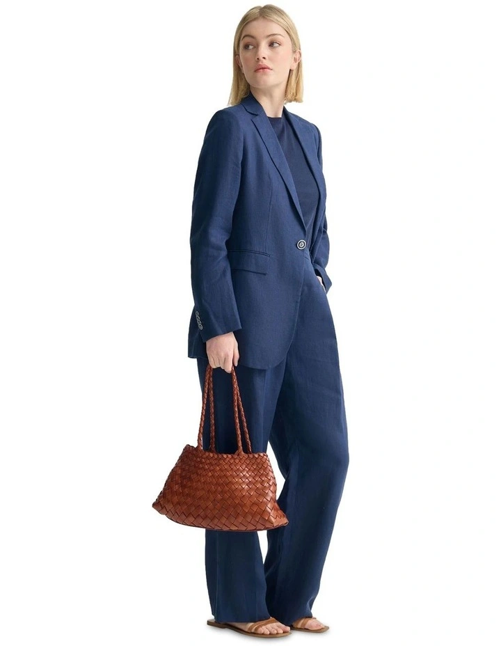 Lola Linen Blazer in French Blue image 1