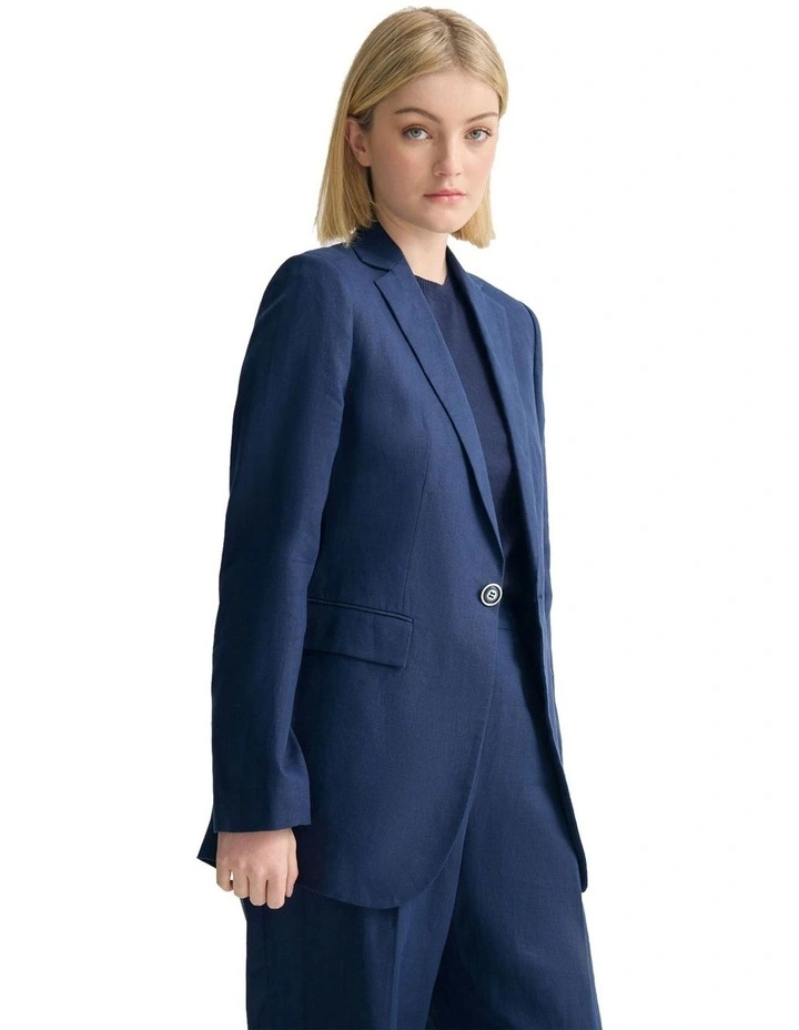 Lola Linen Blazer in French Blue image 3
