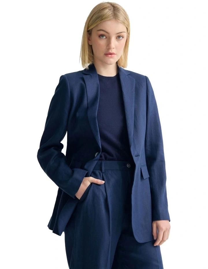 Lola Linen Blazer in French Blue image 4