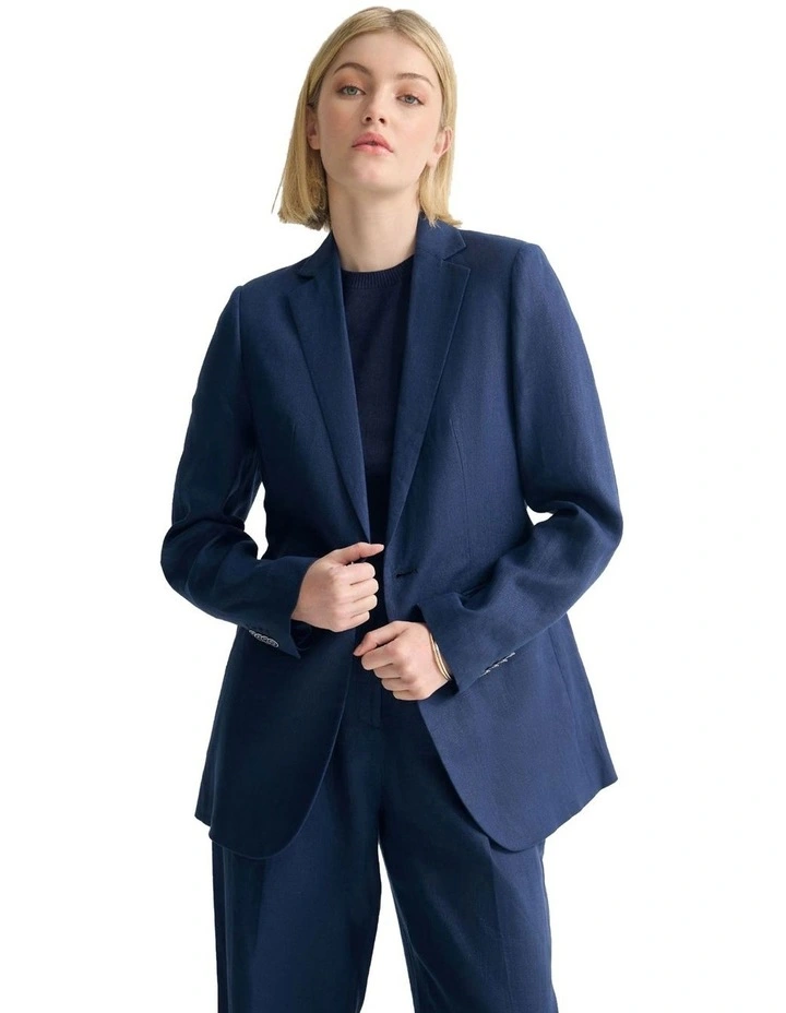 Lola Linen Blazer in French Blue image 5