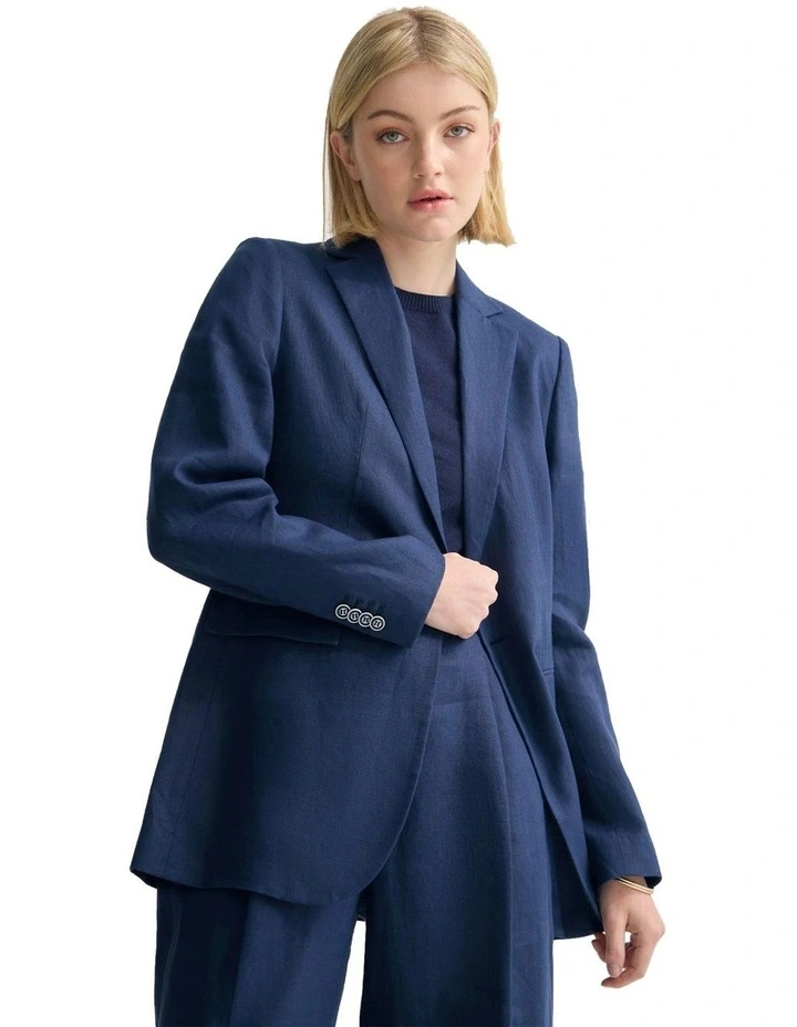 Lola Linen Blazer in French Blue image 7