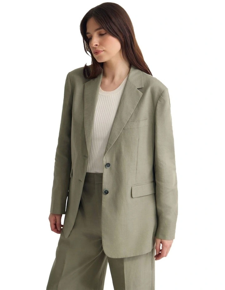 Jude Boyfriend Blazer in Green image 3