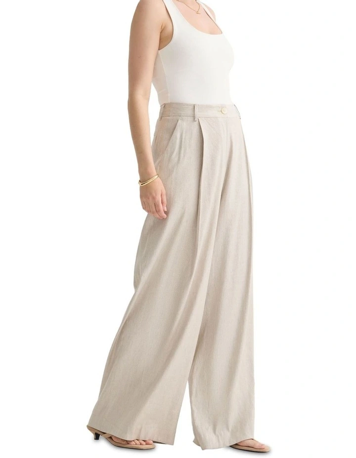 Margot Stretch Linen Pant in Natural image 3