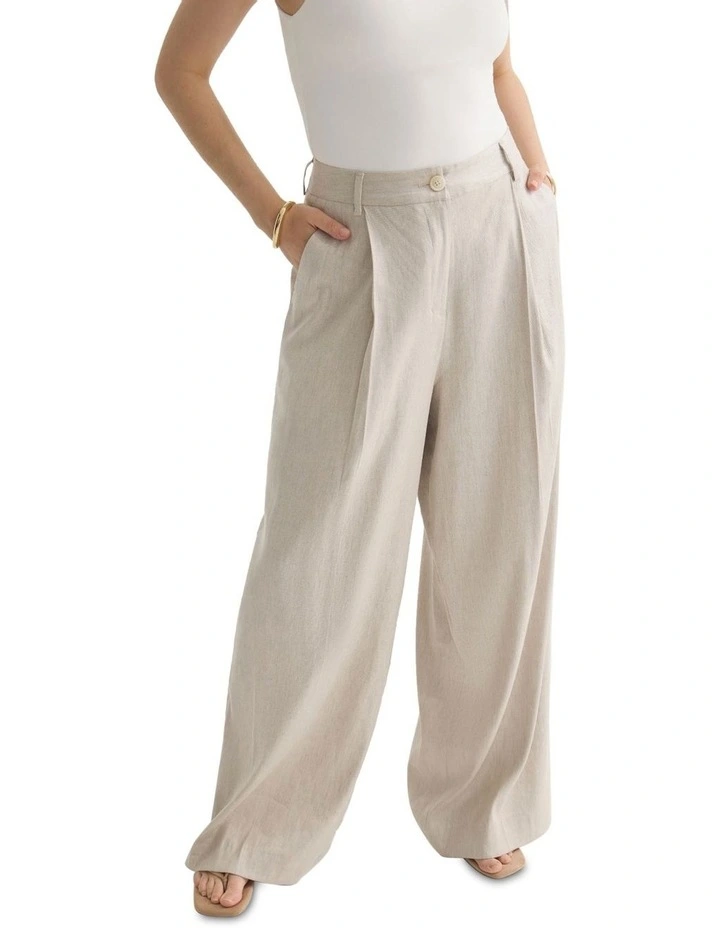 Margot Stretch Linen Pant in Natural image 4