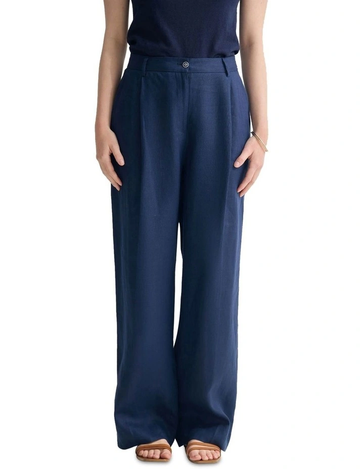 Billie Linen Pant in French Blue image 1