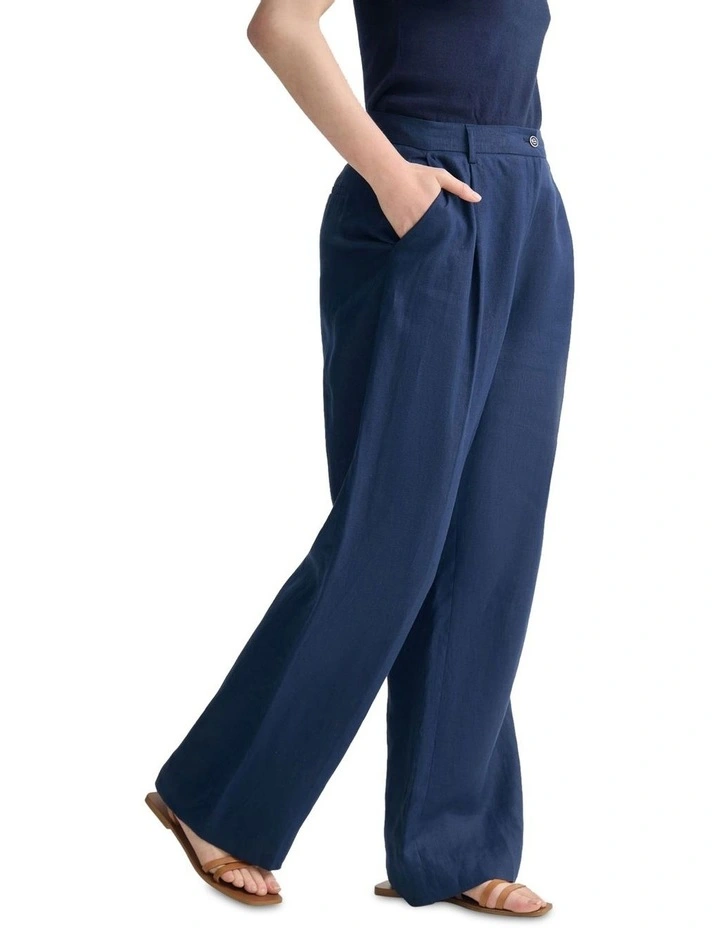Billie Linen Pant in French Blue image 3