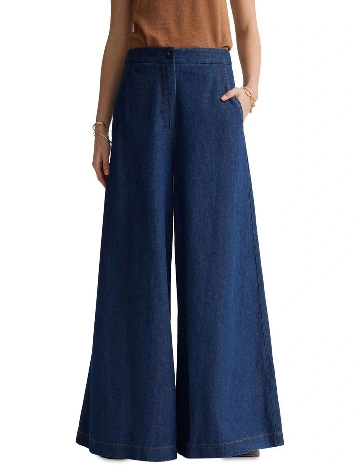 Jade Wide Leg Pant in Denim Blue image 1