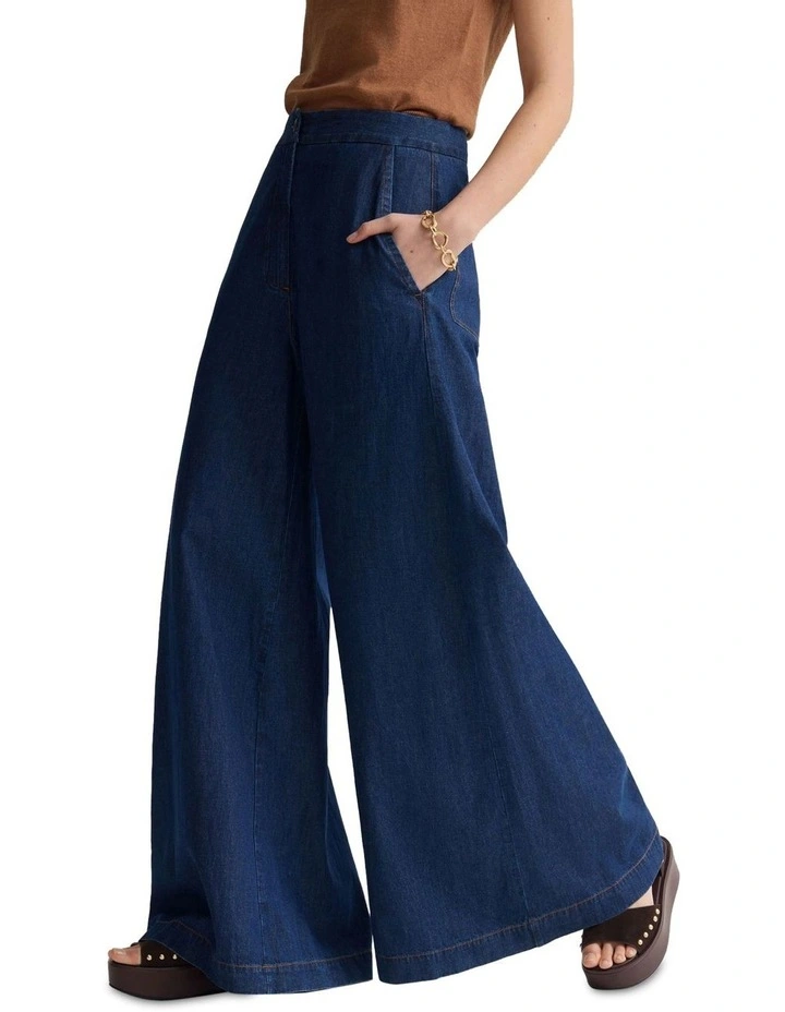 Jade Wide Leg Pant in Denim Blue image 3