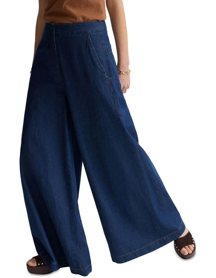 Jade Wide Leg Pant in Denim Blue image 4