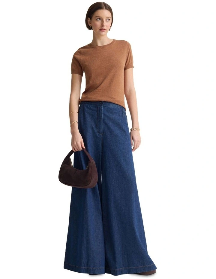Jade Wide Leg Pant in Denim Blue image 5