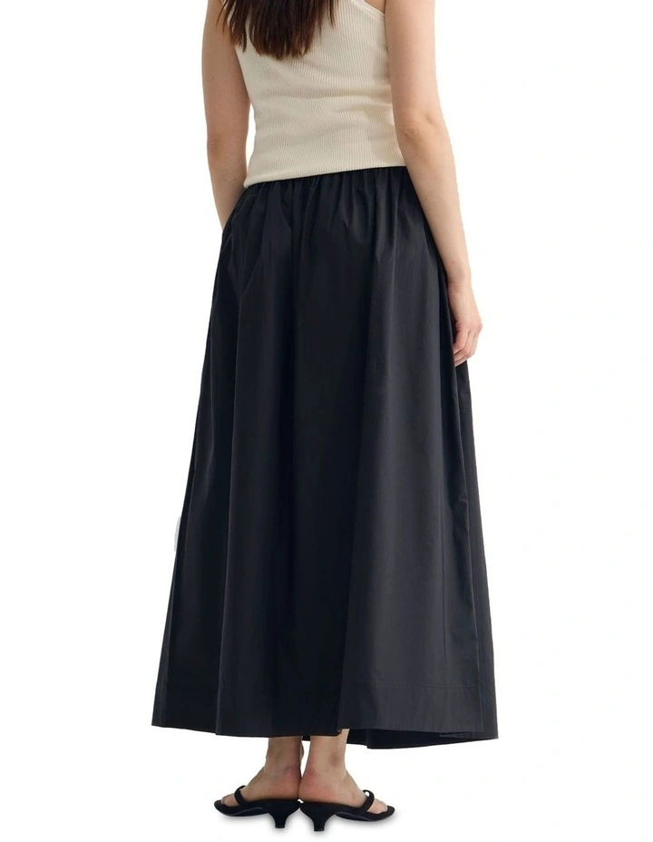 Olive Cotton Maxi Skirt in Black image 2
