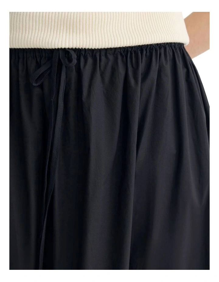 Olive Cotton Maxi Skirt in Black image 6