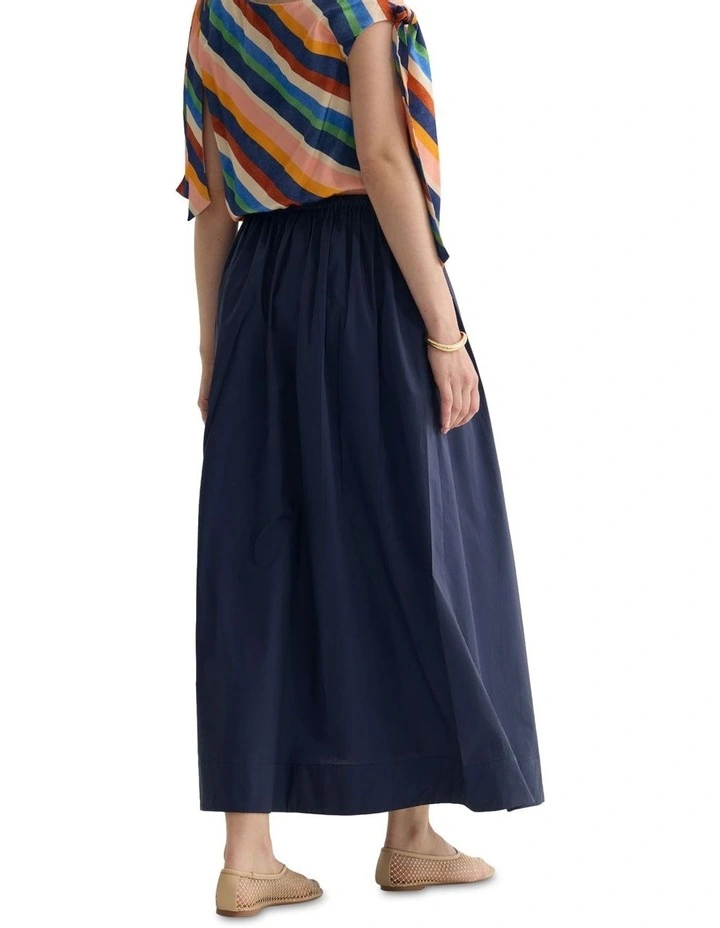 Olive Cotton Maxi Skirt in Navy image 2