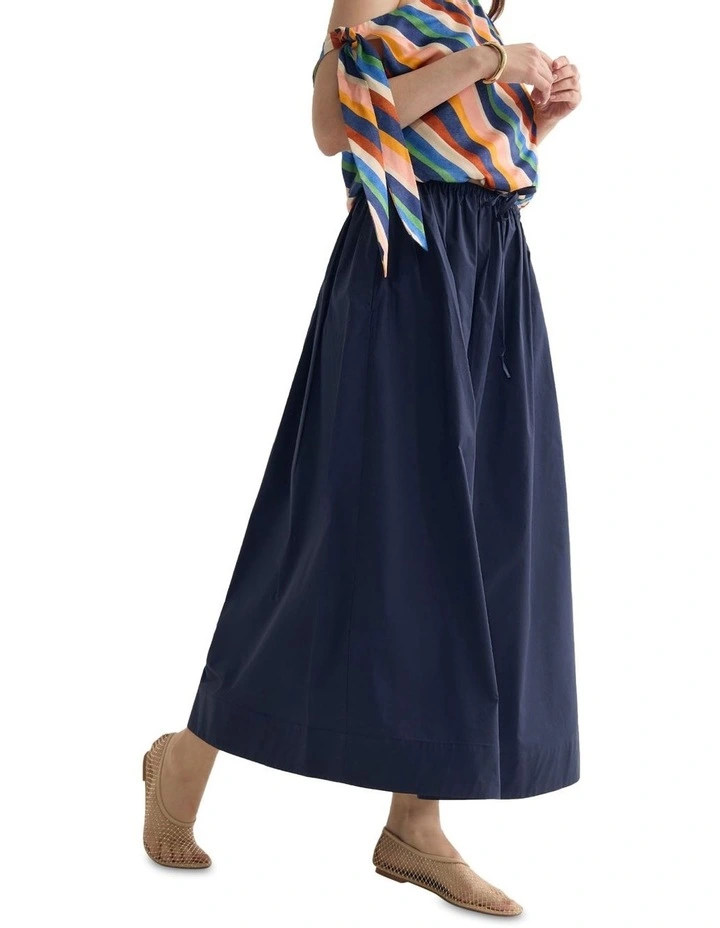 Olive Cotton Maxi Skirt in Navy image 4