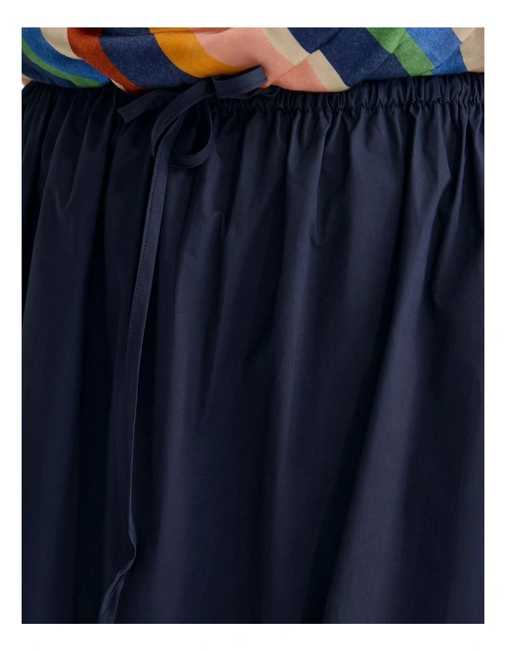 Olive Cotton Maxi Skirt in Navy image 6
