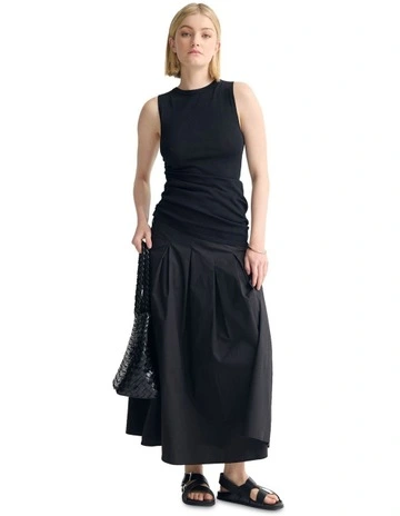 Jess Cotton Maxi Skirt in Black