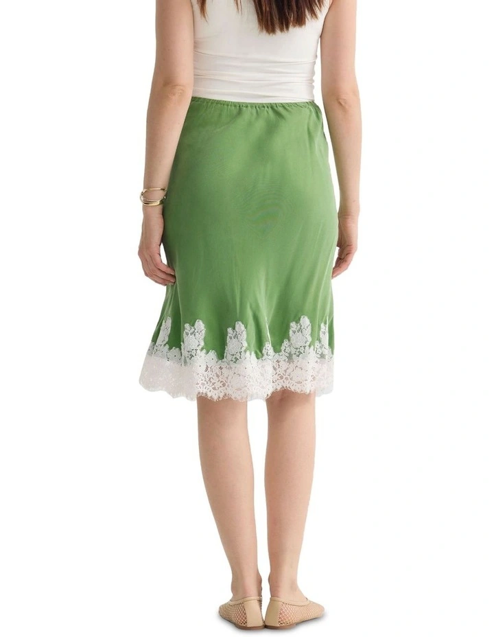 Frieda Lace Trim Skirt in Green image 2