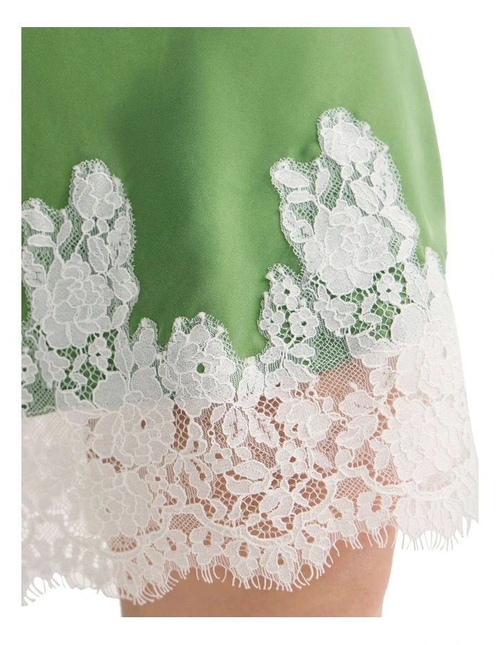 Frieda Lace Trim Skirt in Green image 6
