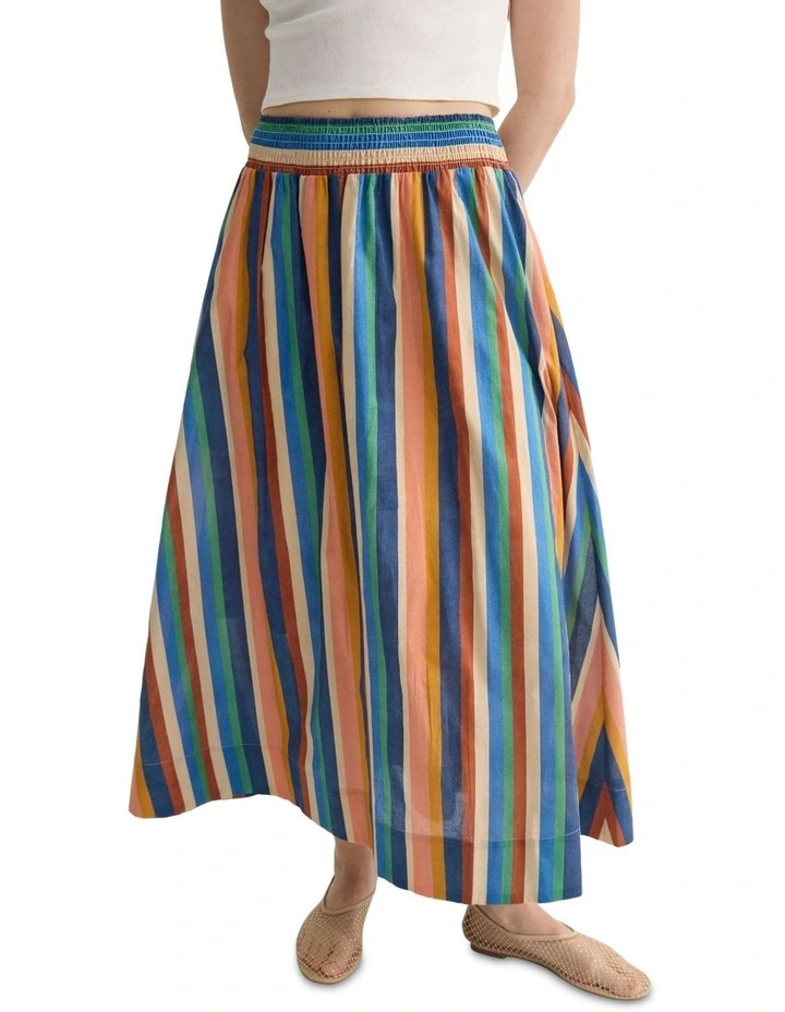 Bronte Stripped Skirt in Navy Multi image 4